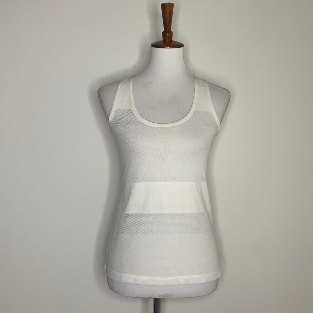 CUT25 by YIGAL AZROUEL Cream Mesh Sheer Tank Top S